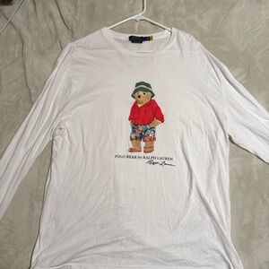 Ralph Lauren Kids White Long Sleeve Polo Bear Tee